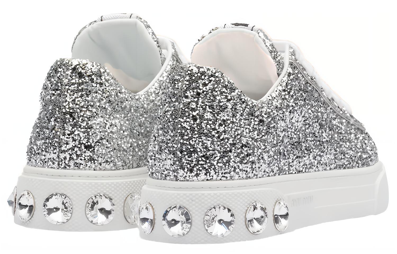 (W) MIU MIU Low Top Sneaker 'Silver Glitter' 圖 5