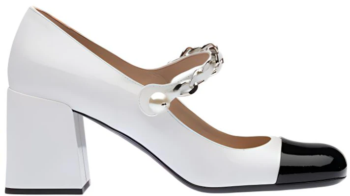 (W) MIU MIU Mary Jane Tacones 'Cuero Charol Blanco y Negro' 5I248D_ZAZ_F0964_F_A065 Order (W) MIU MIU Mary Jane Tacones 'Cuero Charol Blanco y Negro' 5I248D_ZAZ_F0964_F_A065