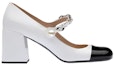 Order (W) MIU MIU Mary Jane Pam 'Kulit Hitam dan Putih Berkilat' 5I248D_ZAZ_F0964_F_A065