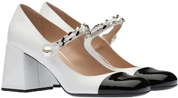 Lookbook (W) MIU MIU Mary Jane Pumps 'Kulit Hitam dan Putih' 5I248D_ZAZ_F0964_F_A065