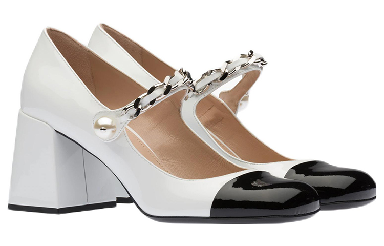 Lookbook (W) MIU MIU Mary Jane Pam 'Kulit Hitam dan Putih Berkilat' 5I248D_ZAZ_F0964_F_A065