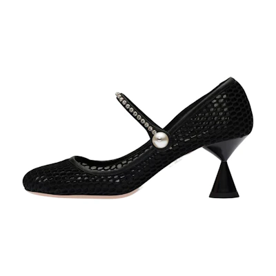 (W) MIU MIU Mary Jane Pumps 'Black Imitation Crystal'