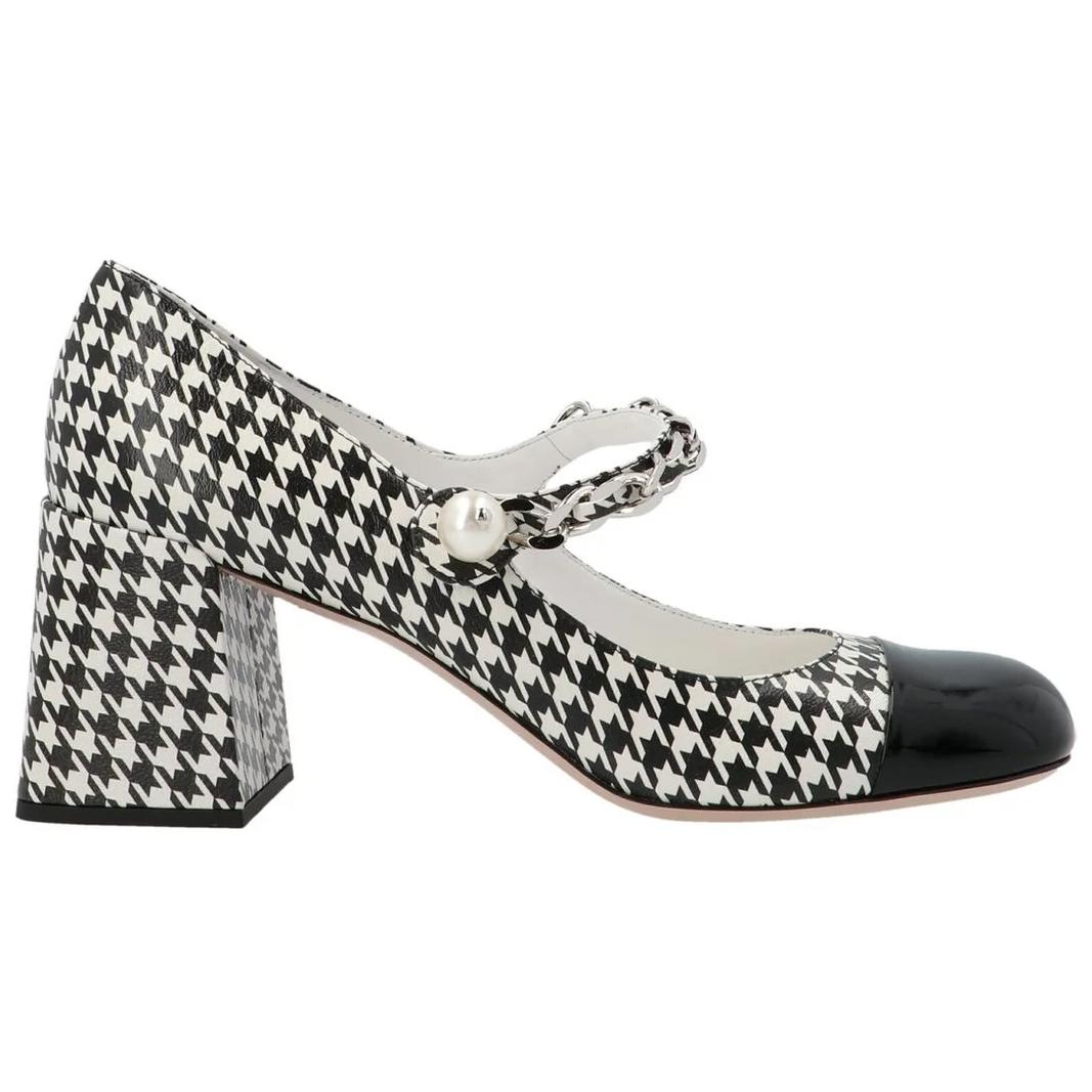 Order (W) MIU MIU Mary Jane Pumps 'Houndstooth Hitam Putih' 5I248D_3LKM_F0967
