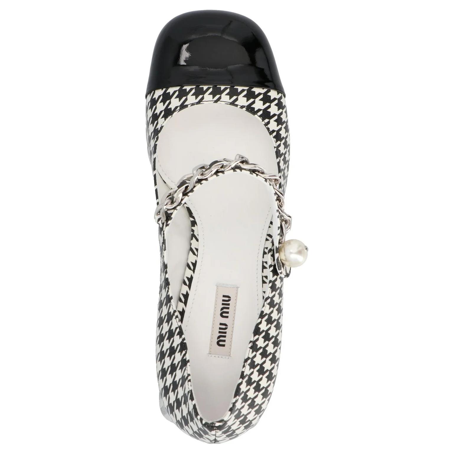 Purchase (W) MIU MIU Mary Jane Pumps 'Houndstooth Hitam Putih' 5I248D_3LKM_F0967