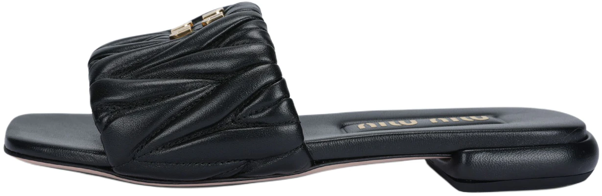 (Women) MIU MIU Matelassé Open-Toe Slide Sandals Black 5XX605_88T_F0002 Buy (Women) MIU MIU Matelassé Open-Toe Slide Sandals Black 5XX605_88T_F0002