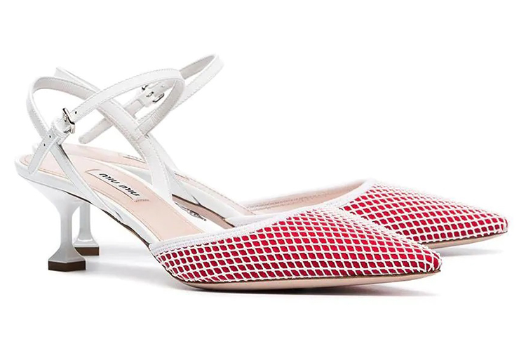 (W) MIU MIU Mesh Ankle-Wrap High Heels 'Red' 圖 2