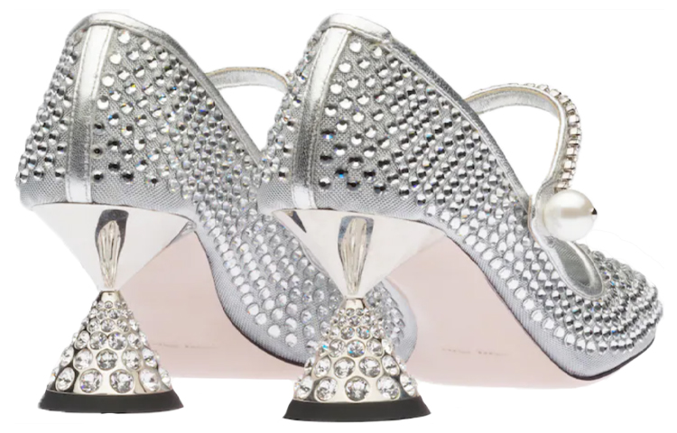(W) MIU MIU Mesh Fabric High Heels 'Silver' 圖 4