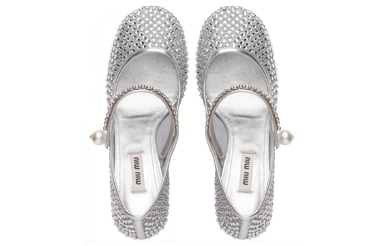 (W) MIU MIU Mesh Fabric High Heels 'Silver' 圖 5