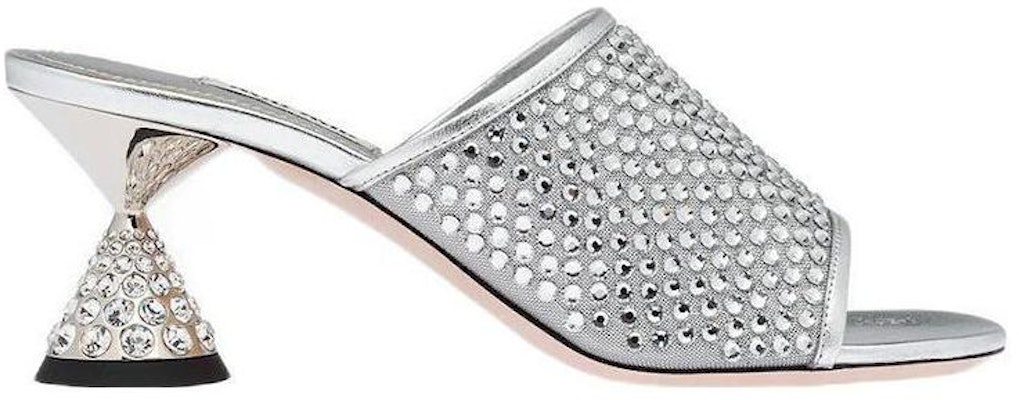 (W) MIU MIU 网纱水钻装饰凉鞋“银色” 5XX539_3LJ4_F0118_F_065 Order (W) MIU MIU 网纱水钻装饰凉鞋“银色” 5XX539_3LJ4_F0118_F_065