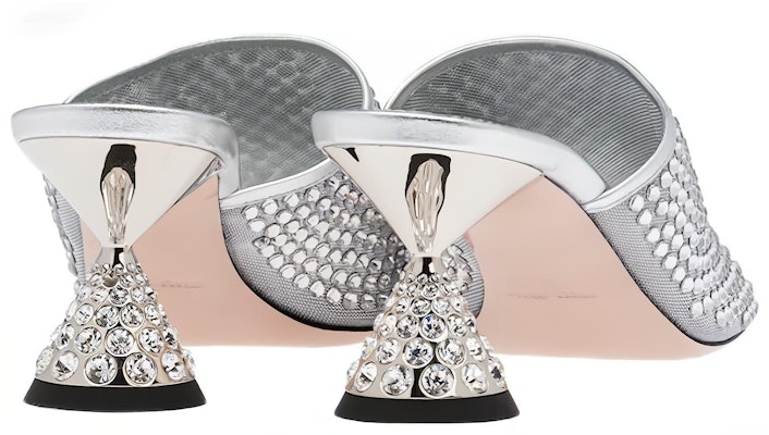 (W) MIU MIU 网纱水钻装饰凉鞋“银色” 5XX539_3LJ4_F0118_F_065 Shop (W) MIU MIU 网纱水钻装饰凉鞋“银色” 5XX539_3LJ4_F0118_F_065