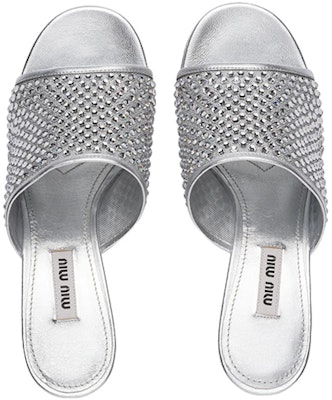 (W) MIU MIU 网纱水钻装饰凉鞋“银色” 5XX539_3LJ4_F0118_F_065 Purchase (W) MIU MIU 网纱水钻装饰凉鞋“银色” 5XX539_3LJ4_F0118_F_065