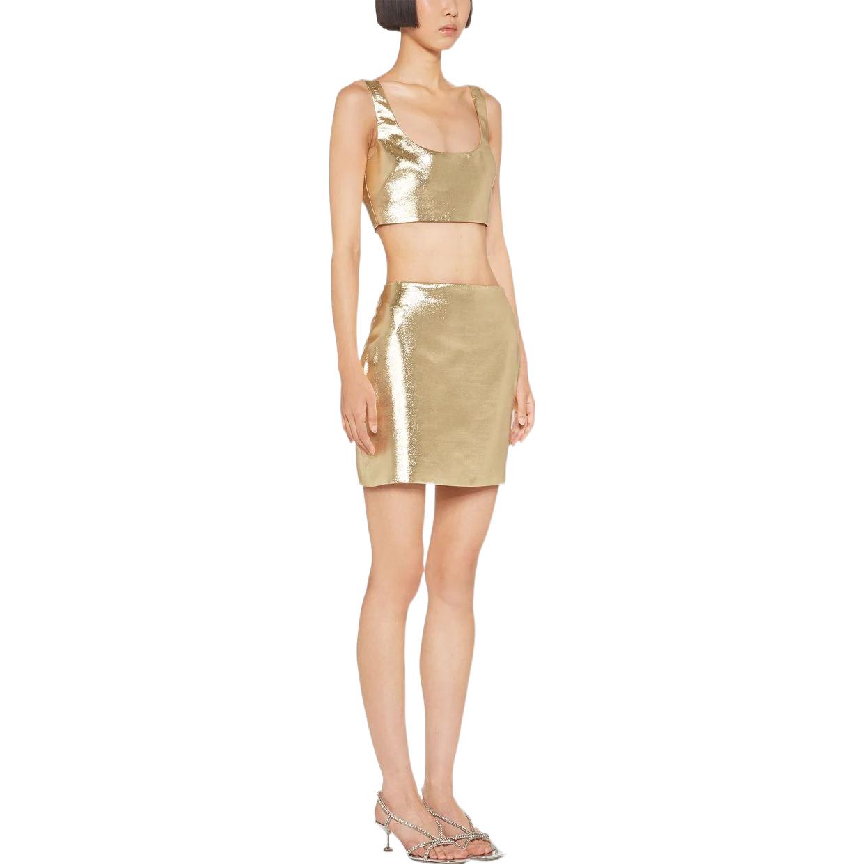 Purchase (W) MIU MIU Tank Top Emas Metalik Pendek Fesyen MT1752-10MO-F0056