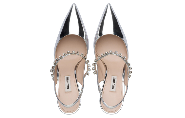 (W) MIU MIU Metallic Leather High Heel 'Silver' 圖 3