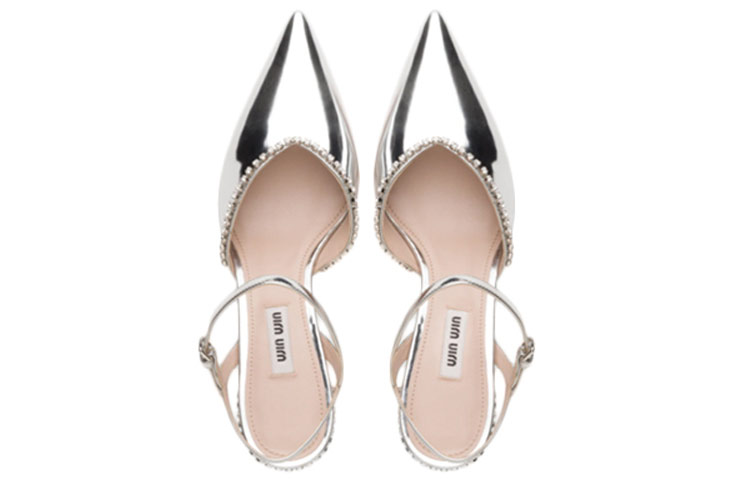 (W) MIU MIU Metallic Leather High Heel 'Silver' 圖 3