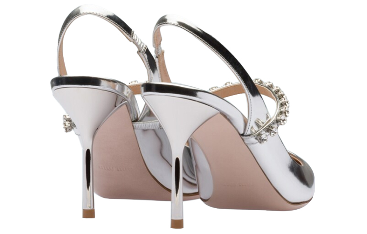 (W) MIU MIU Metallic Leather High Heel 'Silver' 圖 4