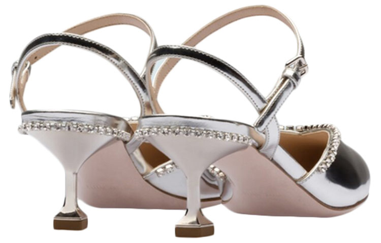 (W) MIU MIU Metallic Leather High Heel 'Silver' 圖 4