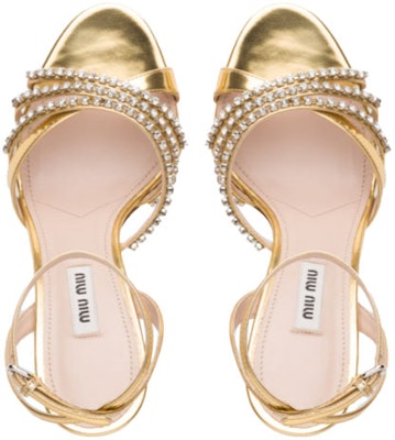 (W) Sandal Kulit Logam MIU MIU 'Emas' 5X994C_3L1V_F0056_F_085 Purchase (W) Sandal Kulit Logam MIU MIU 'Emas' 5X994C_3L1V_F0056_F_085