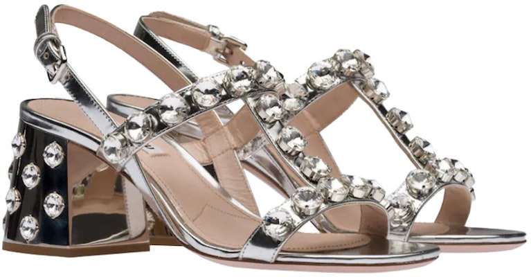 (W) MIU MIU Sandal Kulit Logam 'Silver Crystal' 5X978C_3L1N_F0118_F_065 Lookbook (W) MIU MIU Sandal Kulit Logam 'Silver Crystal' 5X978C_3L1N_F0118_F_065