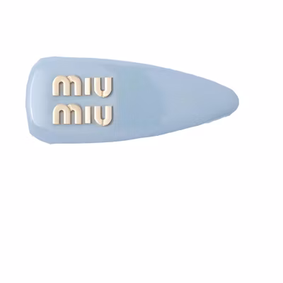 (Women) MIU MIU Metallic Logo Engraved Hair Clip for Women - Stellar Blue 5IF092_069_F0637