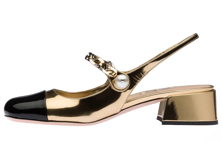 (W) MIU MIU Metallic Texture High Heels 'Platinum'