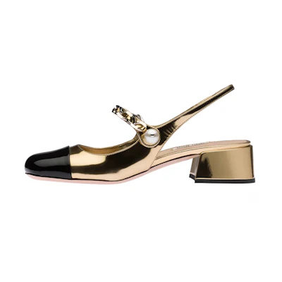 (W) MIU MIU Metallic Texture High Heels 'Platinum'