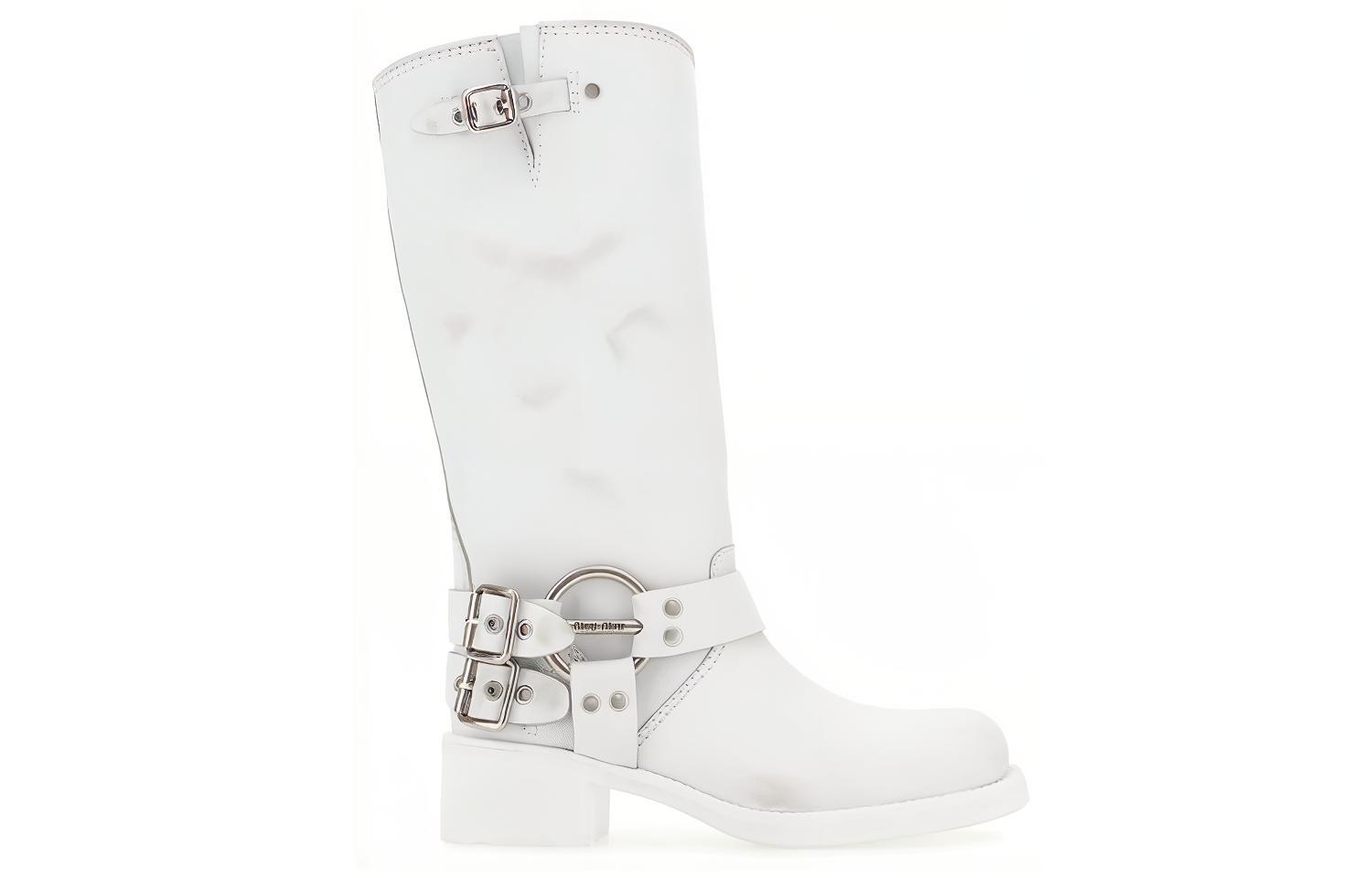 (W) MIU MIU Mid-Calf Buckle Boot 'White Fashion' 圖 2