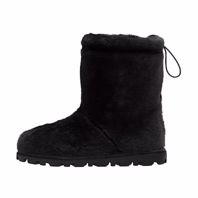 (W) MIU MIU Mid-Calf Sheepskin Boots 'Black'