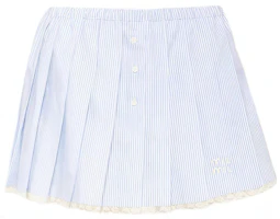 (Women) Miu Miu MIUMIU SS23 Striped Print Mid-Rise Mini Skirt Light Blue MG2013-1VHX-F0W3B-S-232 (Women) Miu Miu MIUMIU SS23 Striped Print Mid-Rise Mini Skirt Light Blue MG2013-1VHX-F0W3B-S-232