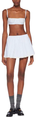 (W) Miu Miu SS23 Skirt Mini Bercorak Biru Muda Jalur Mid-Rise MG2013-1VHX-F0W3B-S-232 Lookbook (W) Miu Miu SS23 Skirt Mini Bercorak Biru Muda Jalur Mid-Rise MG2013-1VHX-F0W3B-S-232