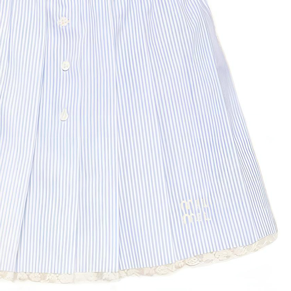 Sizing (W) Miu Miu SS23 Skirt Mini Bercorak Biru Muda Jalur Mid-Rise MG2013-1VHX-F0W3B-S-232