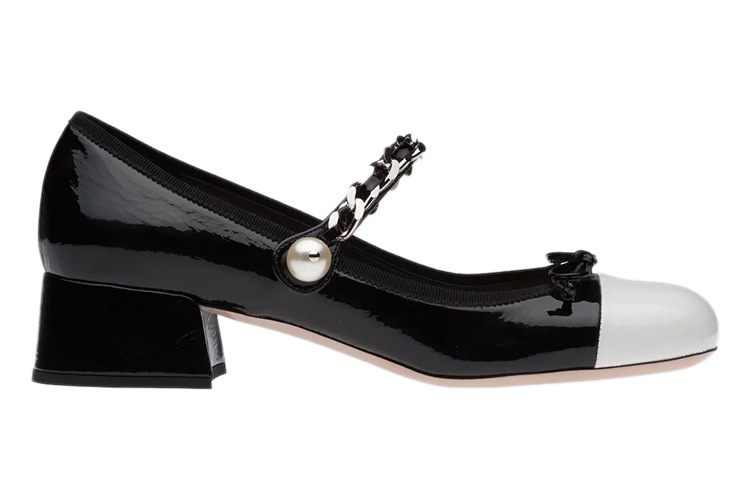 Order (W) ミュウミュウ ナッパレザー 黒白リボン 5I485D_0PO_F0967_F_035