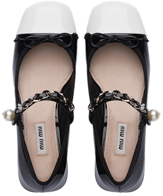 (W) ミュウミュウ ナッパレザー 黒白リボン 5I485D_0PO_F0967_F_035 Shop (W) ミュウミュウ ナッパレザー 黒白リボン 5I485D_0PO_F0967_F_035