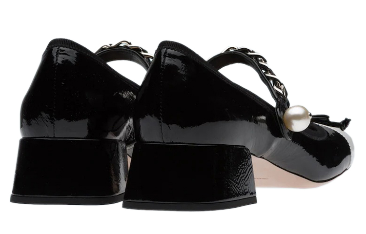 Purchase (W) ミュウミュウ ナッパレザー 黒白リボン 5I485D_0PO_F0967_F_035