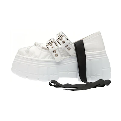 (W) MIU MIU Naplak 'White Fashion Ballet Platform'