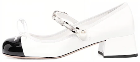 (Women) MIU MIU Naplak High Heels 'Black and White' 'Chain Round-Toe' 5I485D_ZHV_F0964_F_DX35 (Women) MIU MIU Naplak High Heels 'Black and White' 'Chain Round-Toe' 5I485D_ZHV_F0964_F_DX35