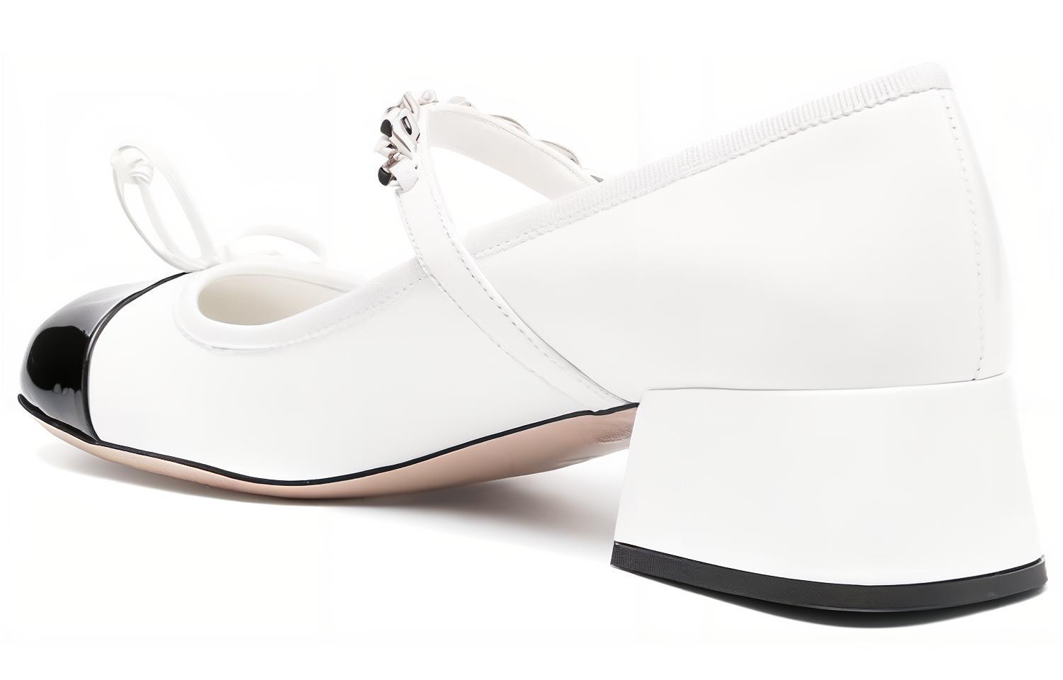 (W) MIU MIU Naplak High Heels 'Black and White' 'Chain Round-Toe' 圖 4