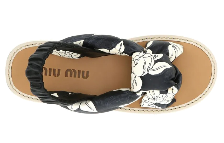 (W) MIU MIU Nappa Leather Fashion Sandal 'Printed Black and White' 圖 4