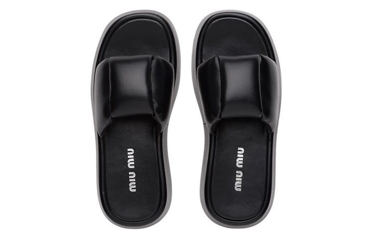 (W) MIU MIU Nappa Leather Sandals 'Black' 圖 5