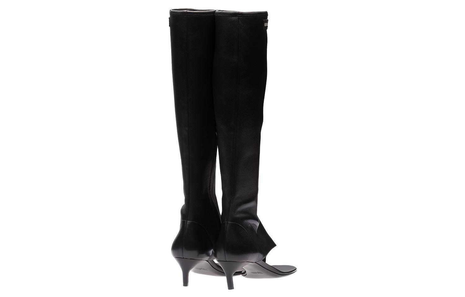 (W) MIU MIU Nappa Leather Thigh High Boots 'Black Elastic' 圖 4