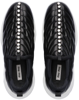 (Women) MIU MIU Nappa Slip-On Sneakers 'Black Leather' 5S369D_1L1_F0002_F_010 Purchase (Women) MIU MIU Nappa Slip-On Sneakers 'Black Leather' 5S369D_1L1_F0002_F_010