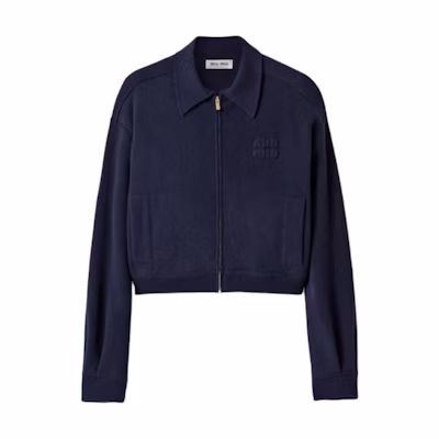 (Women) Miu Miu Navy Blue Zip-Up Long Sleeve Loose Jacket MMJ135-16WM-F0008-S-OOO