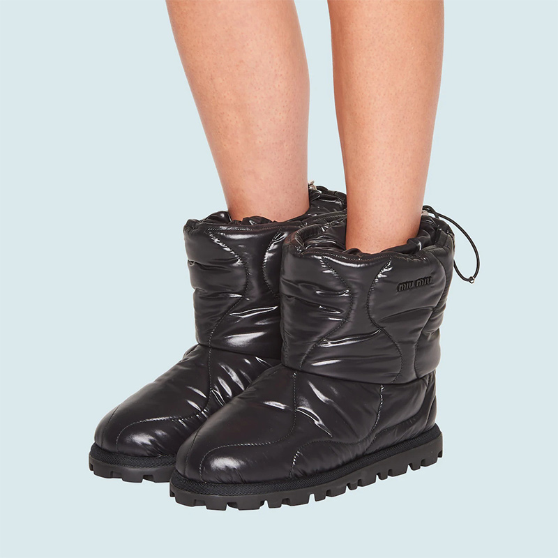 (W) MIU MIU Nylon Ankle Boots 'Black' 圖 5