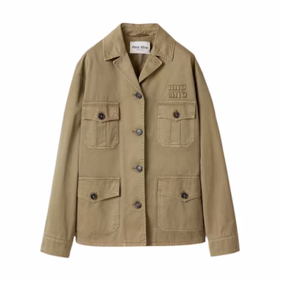 (Women) Miu Miu Olive Green Letter Jacquard Single-Breasted Long Sleeve Jacket MH1977-16MS-F0393-S-OOO