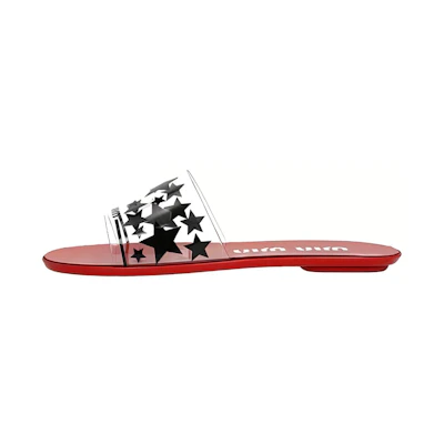 (W) MIU MIU Outdoor Sport Slide 'Transparent Material with Star Print Red'