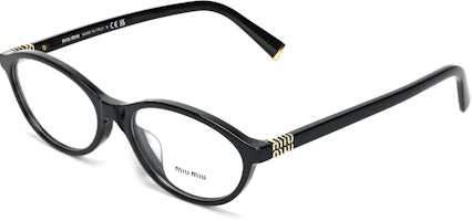 (Women) MIU MIU Oval Acetate Optical Glasses Black Eyewear with Logo Temples. MU09XVF-16K1O1 (Women) MIU MIU Oval Acetate Optical Glasses Black Eyewear with Logo Temples. MU09XVF-16K1O1