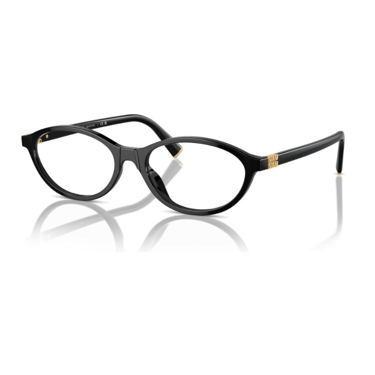 Order (W) MIU MIU 椭圆醋酸光学眼镜 黑色镜框 带品牌标志镜腿 光学眼镜 MU09XVF-16K1O1