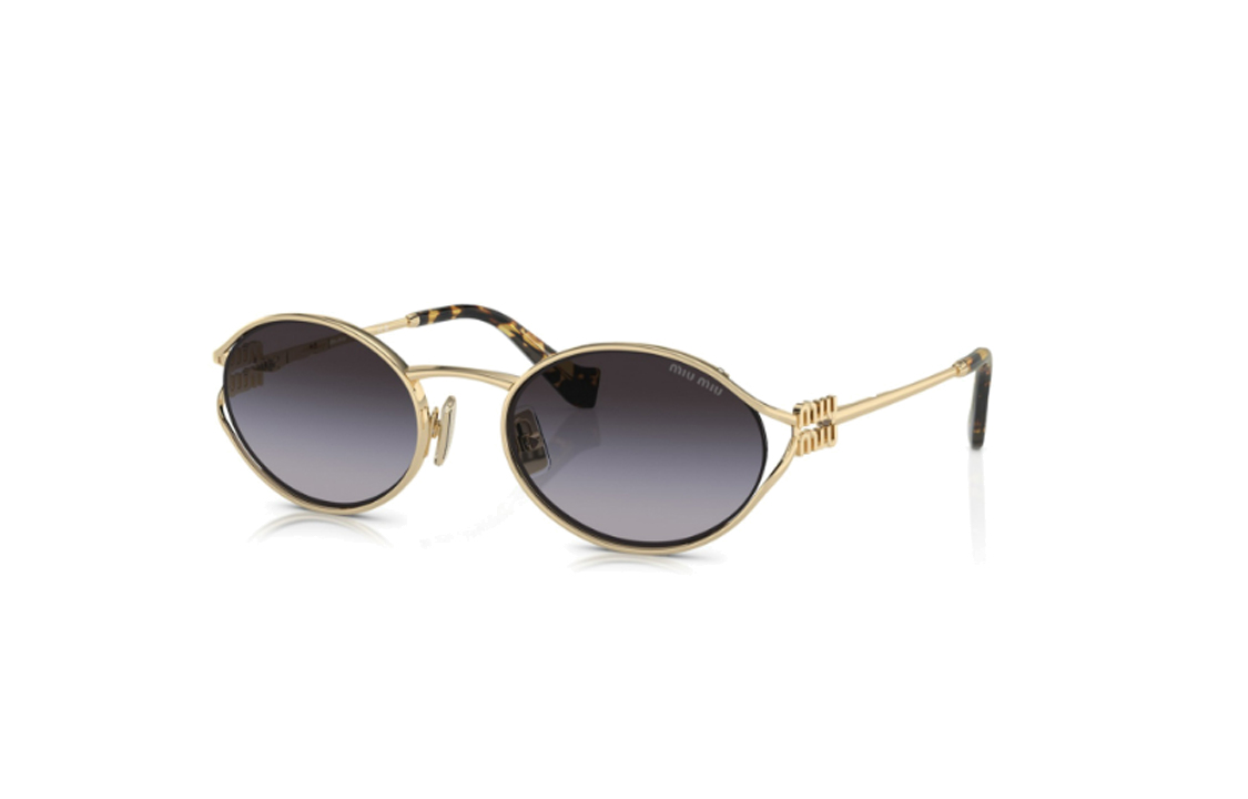 (Women) MIU MIU Oval Gold  Sunglasses with Logo Temples. 22865434 圖 2