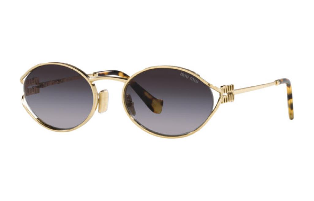 (Women) MIU MIU Oval Gold Metal Sunglasses for Women with Logo Temples. MU52YSZVN5D1 圖 2