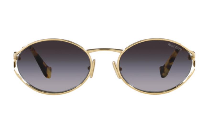 (Women) MIU MIU Oval Gold Metal Sunglasses for Women with Logo Temples. MU52YSZVN5D1 圖 3
