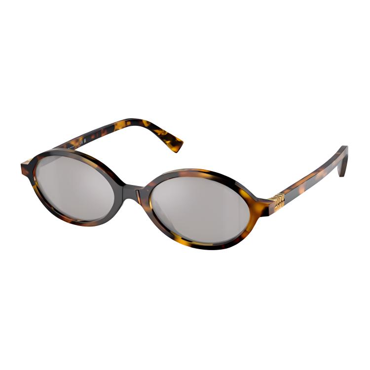 Order (W) Cermin Mata MIU MIU Oval Tortoiseshell Wanita dengan Bingkai Bercetak Huruf. MU-04ZSF-VAU07F